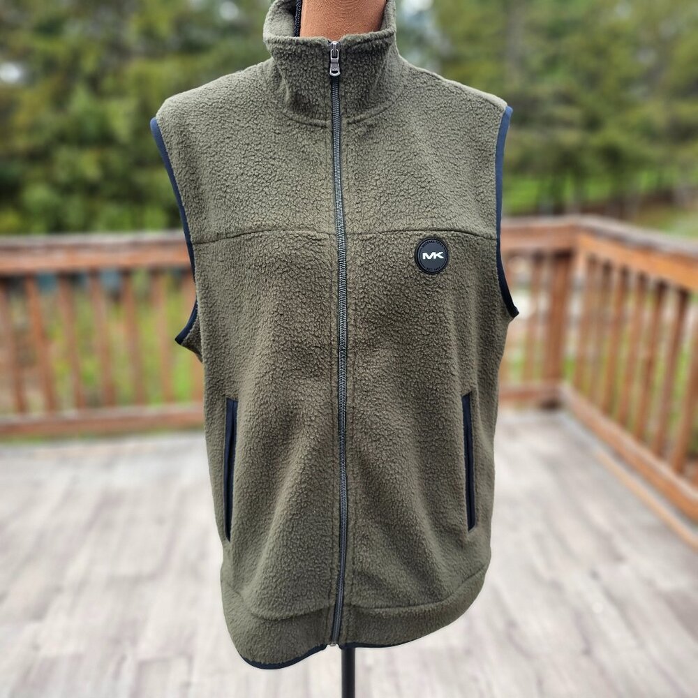 NWT Michael Kors Green Fleece Sherpa Vest Sz M